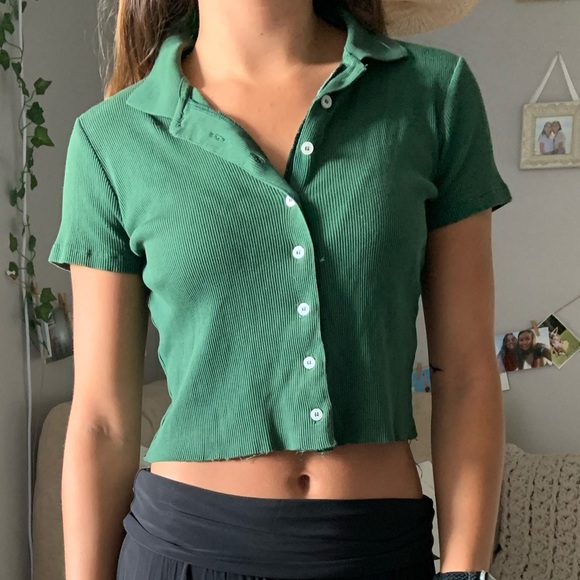 Green Collared Button Up - Picture 2 of 2
